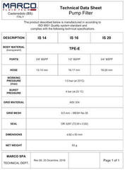 Marine Water Pump Marco IS14 In-line Filter Marine Water Pump - 1