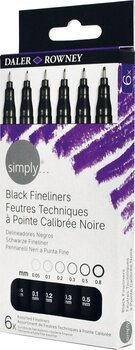 Marker Daler Rowney Simply Synthetic Fine Tip Cardboard Box Markers Black 6 pcs - 3
