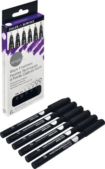 Marker Daler Rowney Simply Synthetic Fine Tip Cardboard Box Markers Black 6 pcs - 5