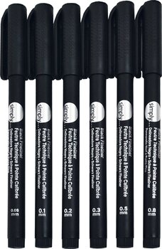 Markere Daler Rowney Simply Synthetic Fine Tip Cardboard Box Tintapatron Black 6 db - 6