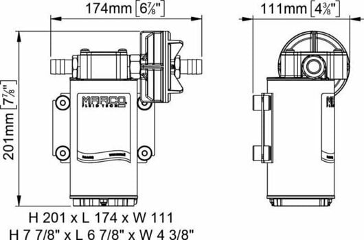 Druckwasserpumpe Marco UP6-P PTFE Gear pump 26 l/min - 12V - 2