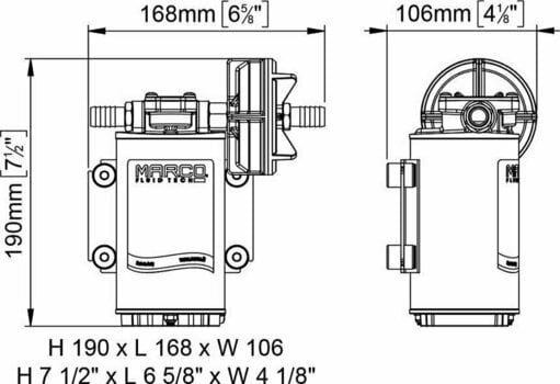 Druckwasserpumpe Marco UP9-P Heavy duty gear pump 12 l/min - PTFE gears - VITON O-Ring - 12V - 2