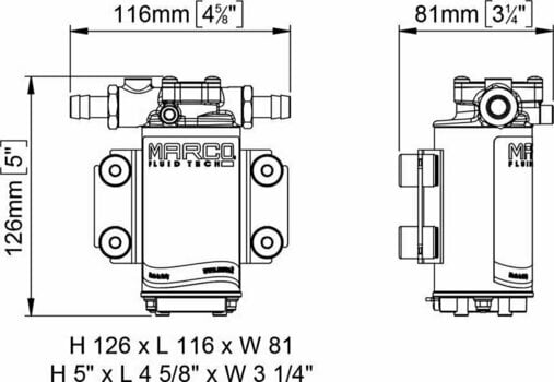 Druckwasserpumpe Marco UP2-PV PTFE Gear pump 10 l/min with check valve - 12V - 2
