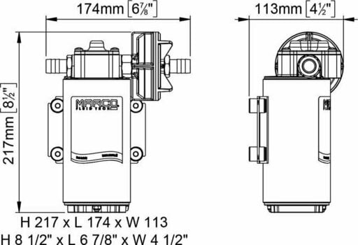 Ciśnieniowa pompa wody Marco UP12-PV PTFE gear pump 36 l/min with check valve - 12V - 2