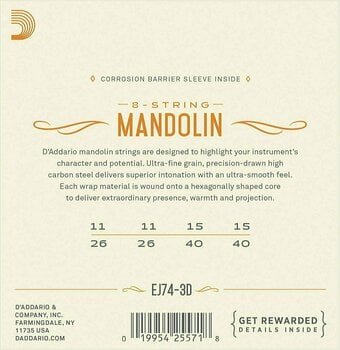 Mandolinsträngar D'Addario EJ74-3D - 2