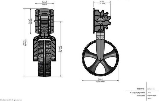 Accesorios para barcas inflables Railblaza C-Tug Dinghy Wheels Black Accesorios para barcas inflables - 6