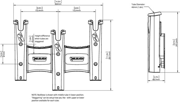 Soporte para caña de pescar en barco Railblaza RodStow Triple Soporte para caña de pescar en barco - 3