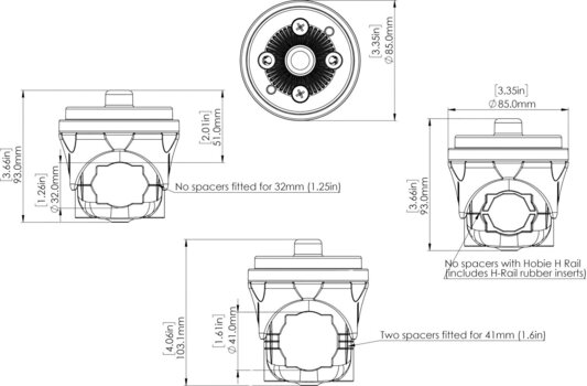 Suporturt de pescuit Railblaza HEXX Rail Mount 32&41mm Suporturt de pescuit - 7