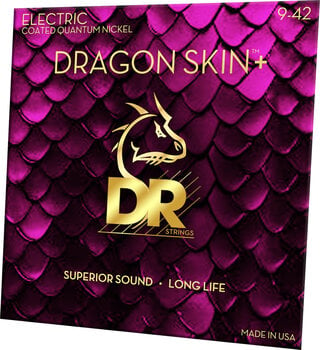 Cordas para guitarra elétrica Mi DR Strings Dragon Skin+ Coated Light 9-42 Cordas para guitarra elétrica Mi - 2