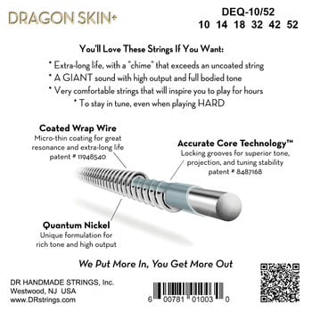 Cordes pour guitares électriques DR Strings Dragon Skin+ Coated Medium to Heavy 10-52 - 3
