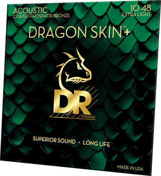 Χορδές για Ακουστική Κιθάρα DR Strings Dragon Skin+ Coated Phosphor Bronze Extra Light 10-48 Χορδές για Ακουστική Κιθάρα - 2