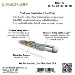 Struny pre akustickú gitaru DR Strings Dragon Skin+ Coated Phosphor Bronze Extra Light 10-48 Struny pre akustickú gitaru - 2