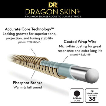 Guitarstrenge DR Strings Dragon Skin+ Coated Phosphor Bronze Extra Light 10-48 Guitarstrenge - 4