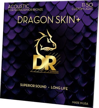 Snaren voor akoestische gitaar DR Strings Dragon Skin+ Coated Phosphor Bronze Custom Light 11-50 Snaren voor akoestische gitaar - 2