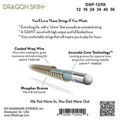 Corde Chitarra Acustica DR Strings Dragon Skin+ Coated Phosphor Bronze Bluegrass 12-56 Corde Chitarra Acustica - 2
