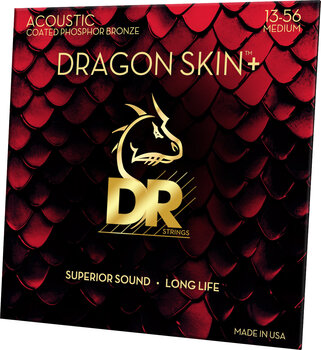 Snaren voor akoestische gitaar DR Strings Dragon Skin+ Coated Phospore Bronze Medium 13-56 Snaren voor akoestische gitaar - 2