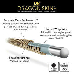 Struny do gitary akustycznej DR Strings Dragon Skin+ Coated Phospore Bronze Medium 13-56 Struny do gitary akustycznej - 3