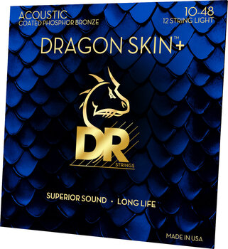 Struny pro akustickou kytaru DR Strings Dragon Skin+ Coated Phosphor Bronze 12-String Light 10-48 Struny pro akustickou kytaru - 2