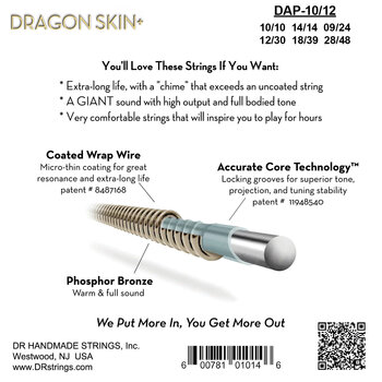 Guitarstrenge DR Strings Dragon Skin+ Coated Phosphor Bronze 12-String Light 10-48 Guitarstrenge - 3