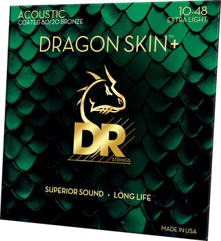 Akusztikus gitárhúrok DR Strings Dragon Skin+ Coated 80/20 Extra Light 10-48 Akusztikus gitárhúrok - 2