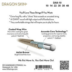 Struny pre akustickú gitaru DR Strings Dragon Skin+ Coated 80/20 Extra Light 10-48 Struny pre akustickú gitaru - 2