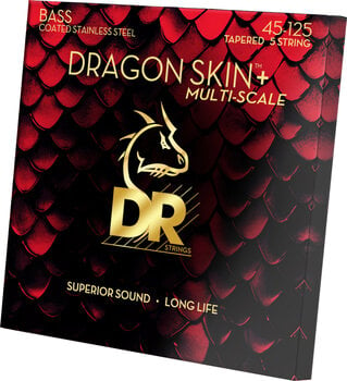 Set de 5 corzi pentru bas DR Strings Dragon Skin+ Coated Steel 5-String Medium 45-125 Tapered Multi-Scale Set de 5 corzi pentru bas - 2