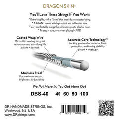 Cordas para baixo DR Strings Dragon Skin+ Coated Steel Light 40-100 Cordas para baixo - 2
