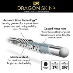 Cordas para baixo DR Strings Dragon Skin+ Coated Steel Light 40-100 Cordas para baixo - 3
