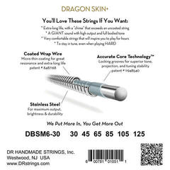 Cordas para baixo DR Strings Dragon Skin+ Coated Steel 6-String Medium 30-125 Tapered Multi-Scale Cordas para baixo - 2