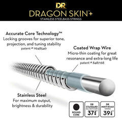 Cordas para baixo DR Strings Dragon Skin+ Coated Steel 6-String Medium 30-125 Tapered Multi-Scale Cordas para baixo - 3