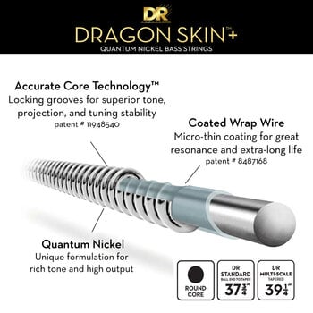 Cordes de basses DR Strings Dragon Skin+ Coated Nickel Medium Light 45-100 Cordes de basses - 4