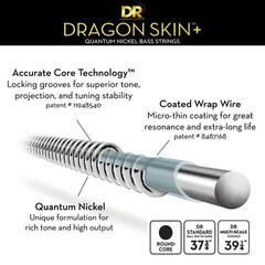 Struny do gitary basowej DR Strings Dragon Skin+ Coated Nickel Medium 45-105 Struny do gitary basowej - 3