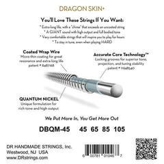 Struny pre basgitaru DR Strings Dragon Skin+ Coated Nickel Medium 45-105 Tapered Multi-Scale Struny pre basgitaru - 2