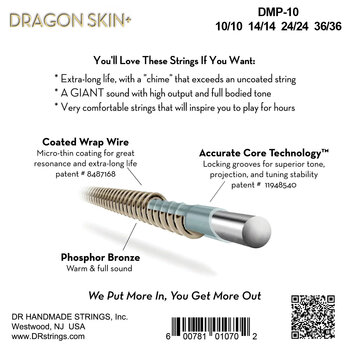 Струни за мандолина DR Strings Dragon Skin+ Coated Light 10-36 Струни за мандолина - 3