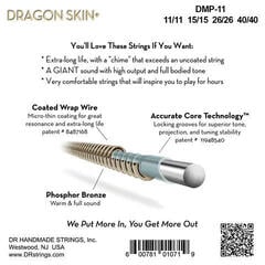 Cordes de mandolines DR Strings Dragon Skin+ Coated Medium 11-40 Cordes de mandolines - 2