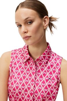 Polo Shirt J.Lindeberg Dena Print Sleeveless Golf Fuchsia Purple XS Polo Shirt - 10