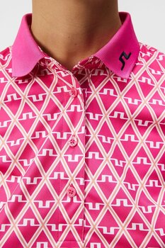 Polo J.Lindeberg Tour Tech Print Womens Fuchsia Purple XS Polo - 2