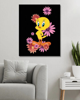 Picturi pe numere Zuty Picturi pe numere Tweeturi și flori roz (Looney Tunes) - 3