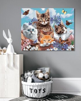 Pintura por números Zuty Pintura por números Cats In Flower Pots And Butterflies (Howard Robinson) - 3