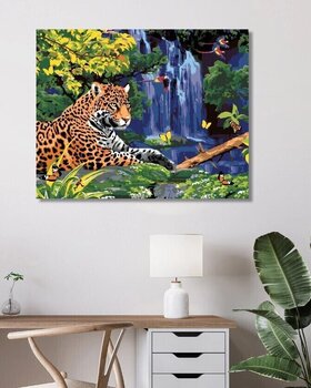 Peinture par numéros Zuty Peinture par numéros Jaguar à la cascade et perroquets (Howard Robinson) - 3