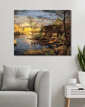 Pintura por números Zuty Pintura por números Pier And Cottage By The Lake And Sunset (Abraham Hunter) - 3