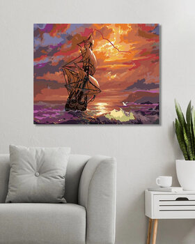 Pintura por números Zuty Pintura por números A Ship At Sea And The Sunset (Abraham Hunter) - 3