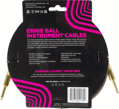 Instrument kabel Ernie Ball Braided Instrument Cable Straight/Straight Brun 3 m Lige - Lige - 2