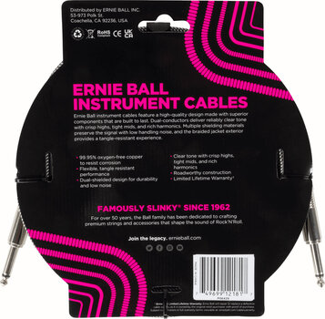 Instrument Cable Ernie Ball Braided Instrument Cable Straight/Straight Silver 3 m Straight - Straight - 2