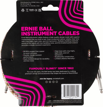 Инструментален кабел Ernie Ball Braided Instrument Cable Straight/Straight Бежов 5,5 m Директен - Директен - 2