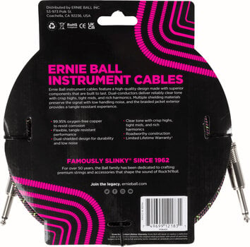 Hangszerkábel Ernie Ball Braided Instrument Cable Straight/Straight Lila 5,5 m Egyenes - Egyenes - 2