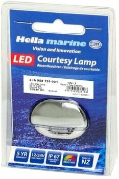 Hella Marine White LED Easy Fit Gen 2 Step Lamp 12-24V DC Series 8560, Chrome Plated Plastic Cap