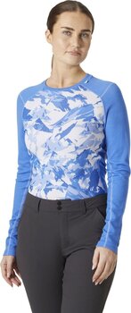 Thermal Underwear Helly Hansen Women's Lifa Merino Midweight Graphic Crew Ultra Blue Mountain Camo L Thermal Underwear - 6