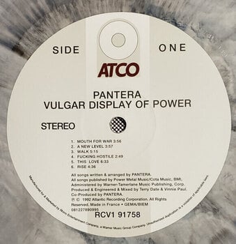 Δίσκος LP Pantera - Vulgar Display Of Power (Limited Edition) (White & True Metal Gray Marbled) (LP) - 3
