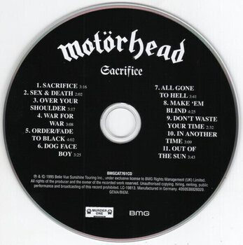 CD диск Motörhead - Sacrifice (Reissue) (CD) - 2